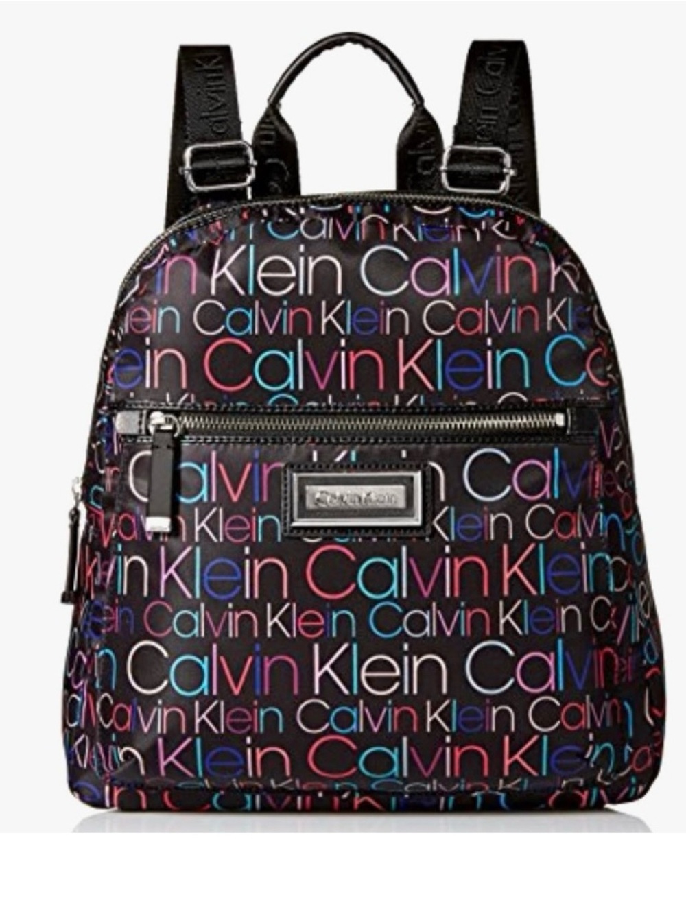Calvin Klein Black Backpack with Multicolor Logo Print